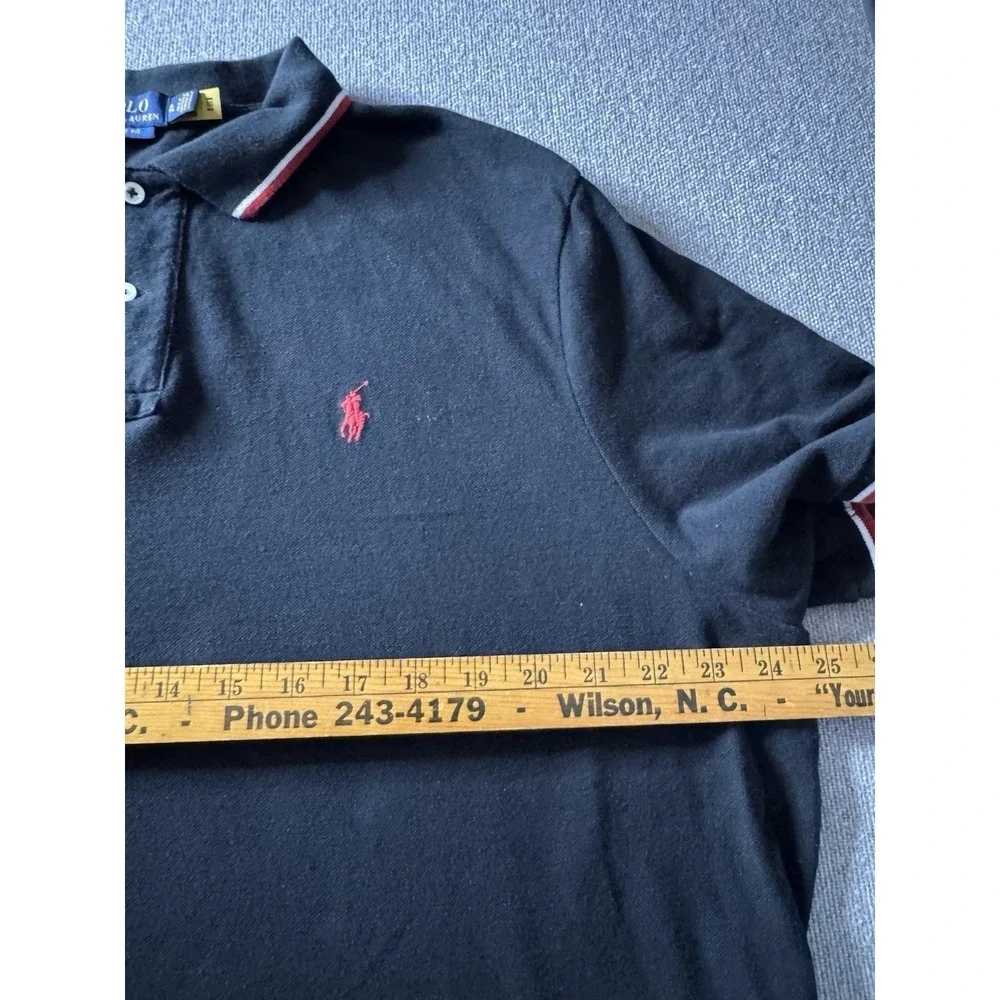 Polo Ralph Lauren Men's Black Polo Shirt With Red And White On Collar XL Classic